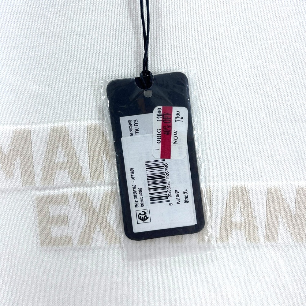 New Armani Exchange Sweater Men's‎ XL Off White Long Sleeve Style  XM001260 - Picture 3 of 14